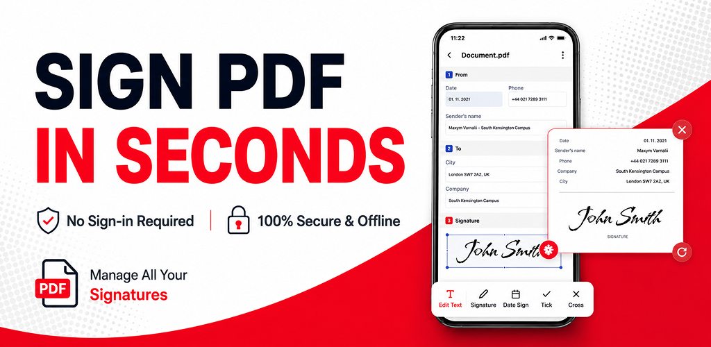 PDF Fill & Sign signing a PDF document on a phone